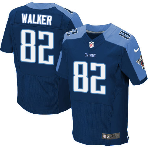 Men's Elite Delanie Walker Nike Jersey Navy Blue Alternate - #82 NFL Tennessee Titans